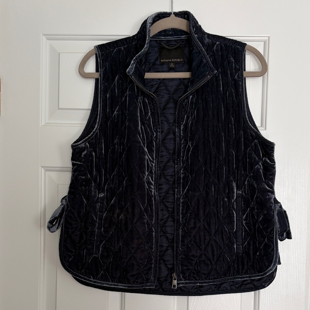 Banana Republic Navy Velvet Quilted Vest